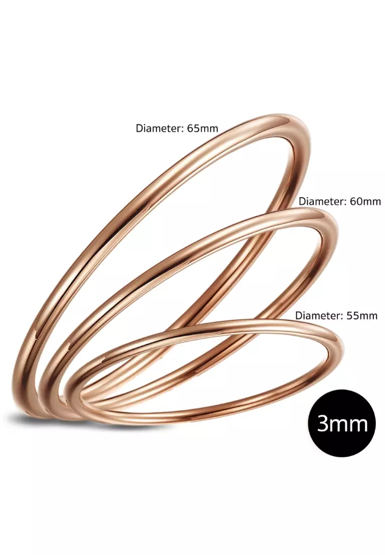 Solid Golf Bangle 3mm Rose Gold Layered - 55 mm
