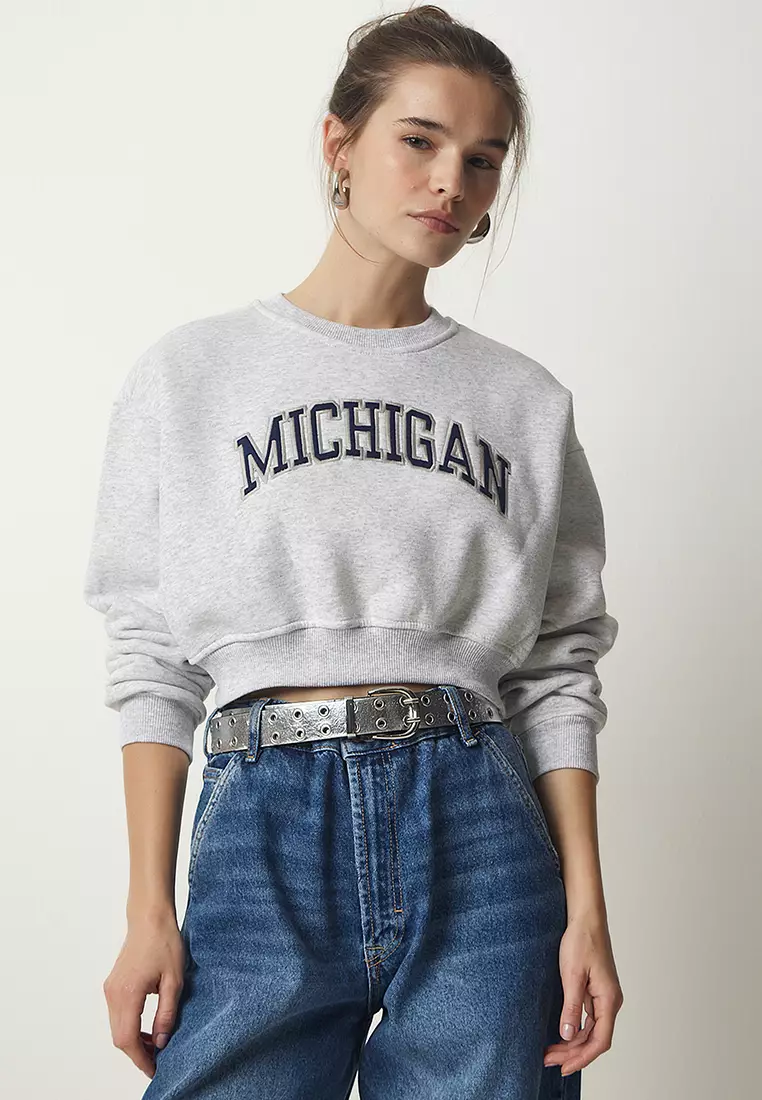 Embroidered Crop Sweatshirt
