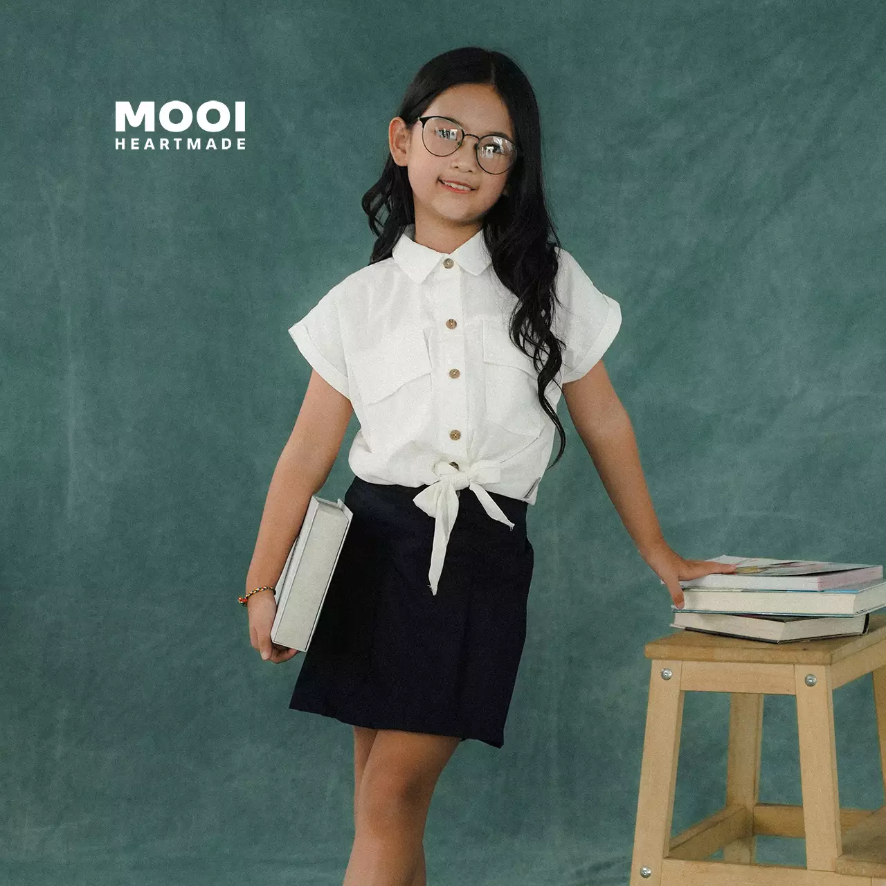 Mooi Atasan Anak Perempuan Izzy Top - Dusty Blue