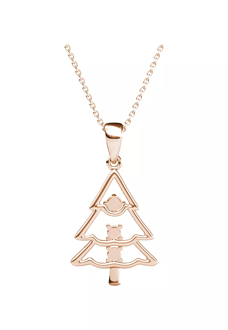 Her Jewellery Jolly Tree Pendant (Rose Gold) - Luxury Crystal Embellishments plated with 18K Gold
