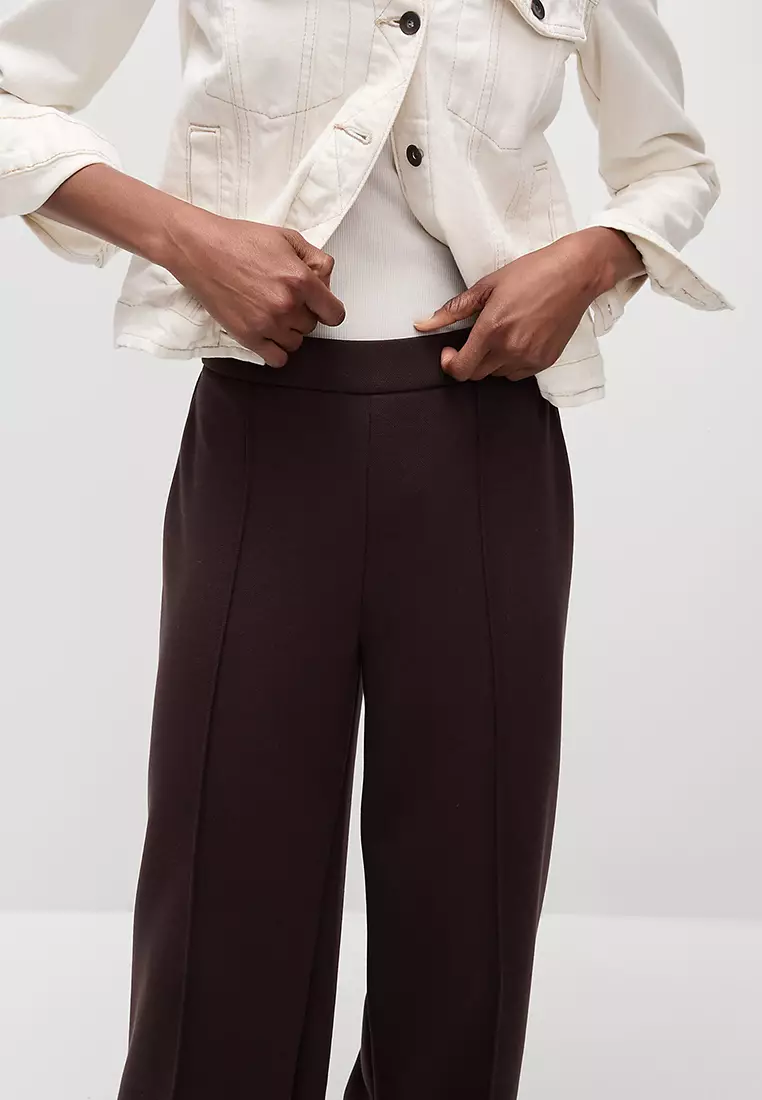 Jersey Elasticated Waist Wide Leg Trousers