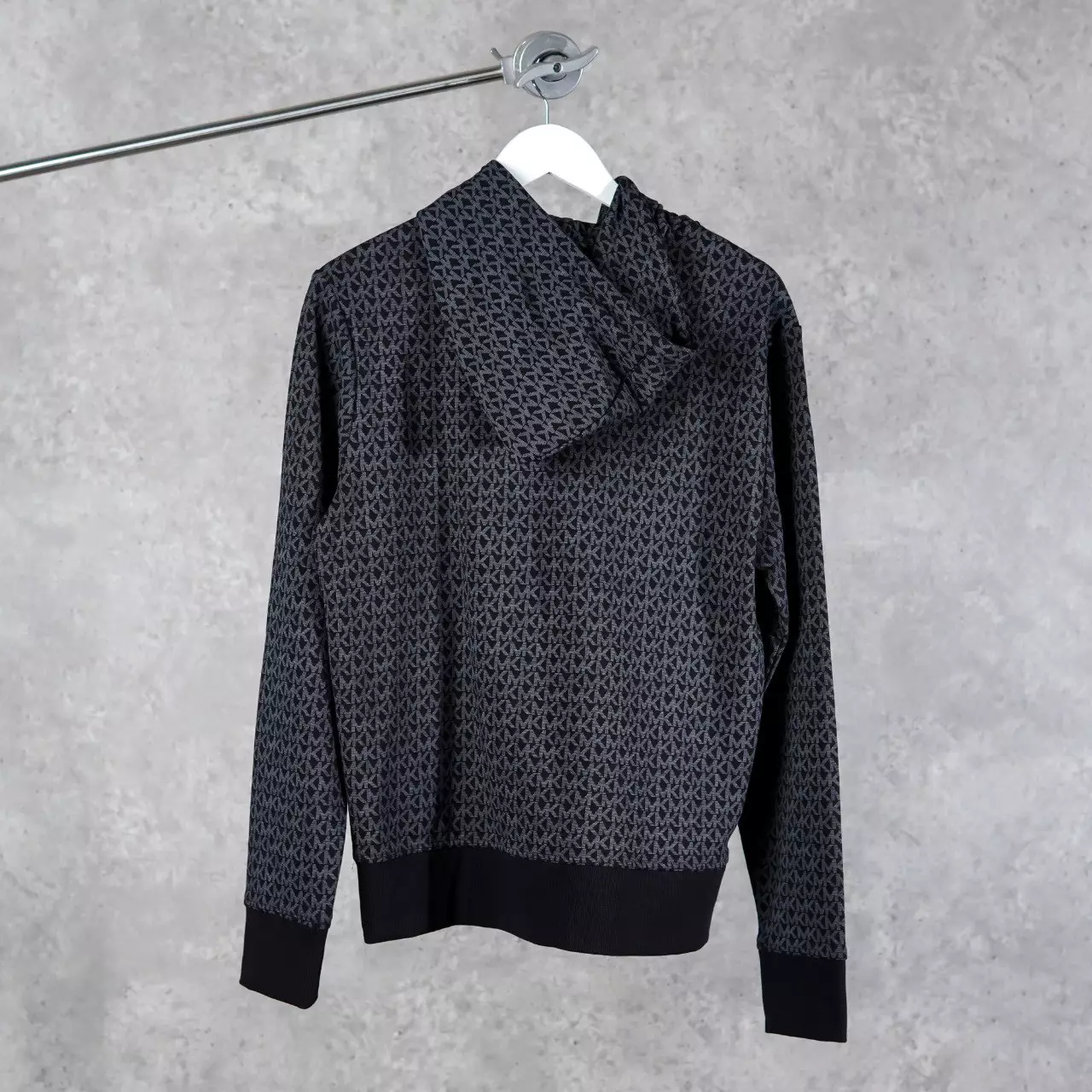 Jaket MICHAEL KORS MK MONOGRAM GREY BLACK ZIP HOODIE 100% ORIGINAL