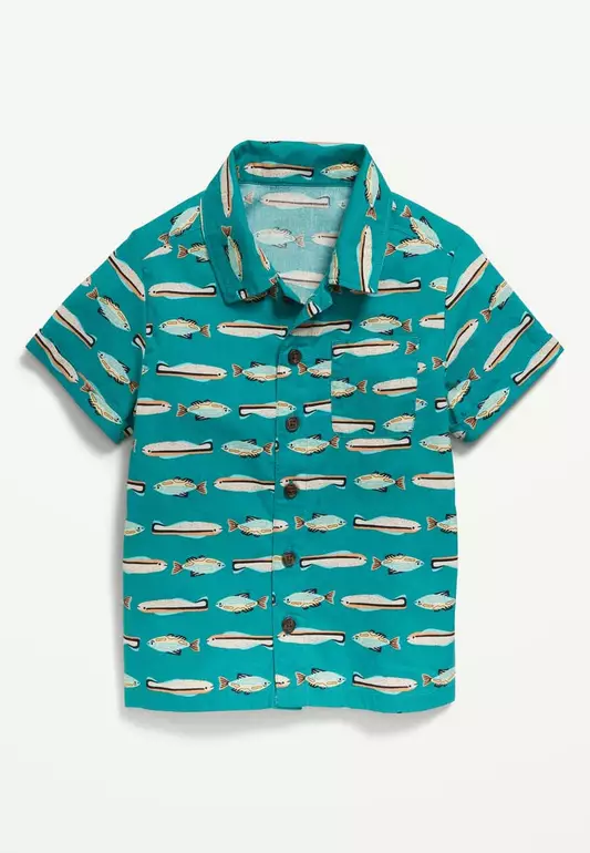 Short-Sleeve Graphic Pocket Shirt For Toddler Boys