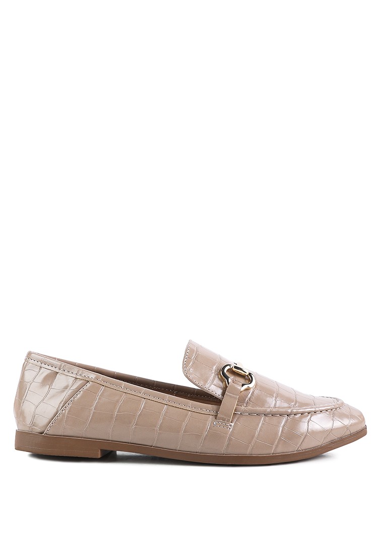Taupe Faux Leather Semi Casual Loafers