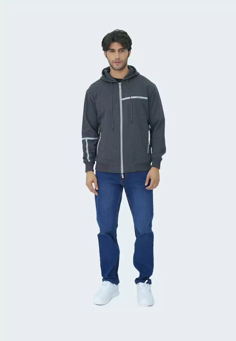 LGS - Hoodie Pria - Warna Abu-abu Terang & Gelap - Motif Grafis Belakang - Streetwear - JHD.572.H001
