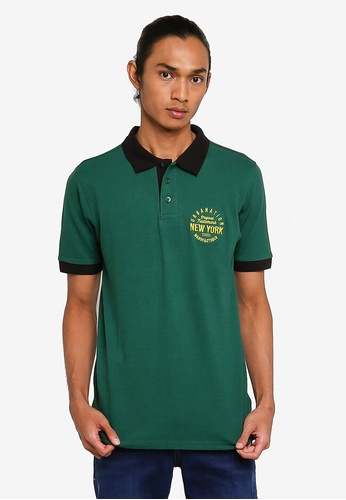 Fidelio green Urbanation Contrasted Collar Polo Shirts 06EB9AA300F8C3GS_1