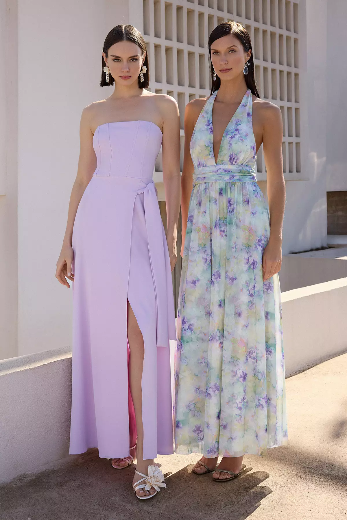 Lilac Strapless Back Detailed Woven Long Elegant Evening Night Graduation Dress TPRSS25AE00082