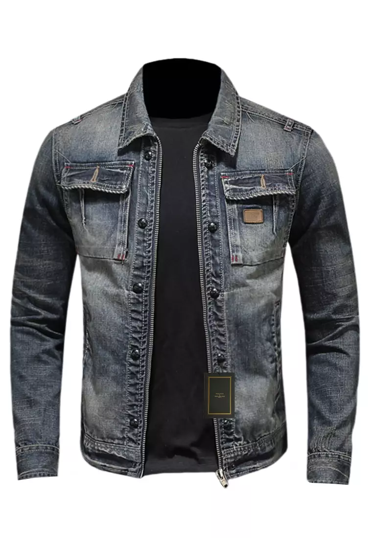 さらに100円引き◆WOOALONG◆Tin slim denim biker jacket THRASHIN SUPPLY CO. Highway v2 Denim Riding Jacket - Black