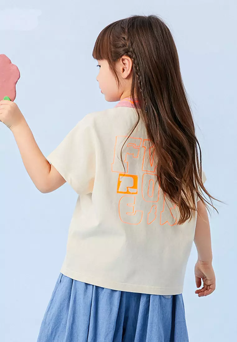 女童短袖T恤撞色翻领半袖polo衫