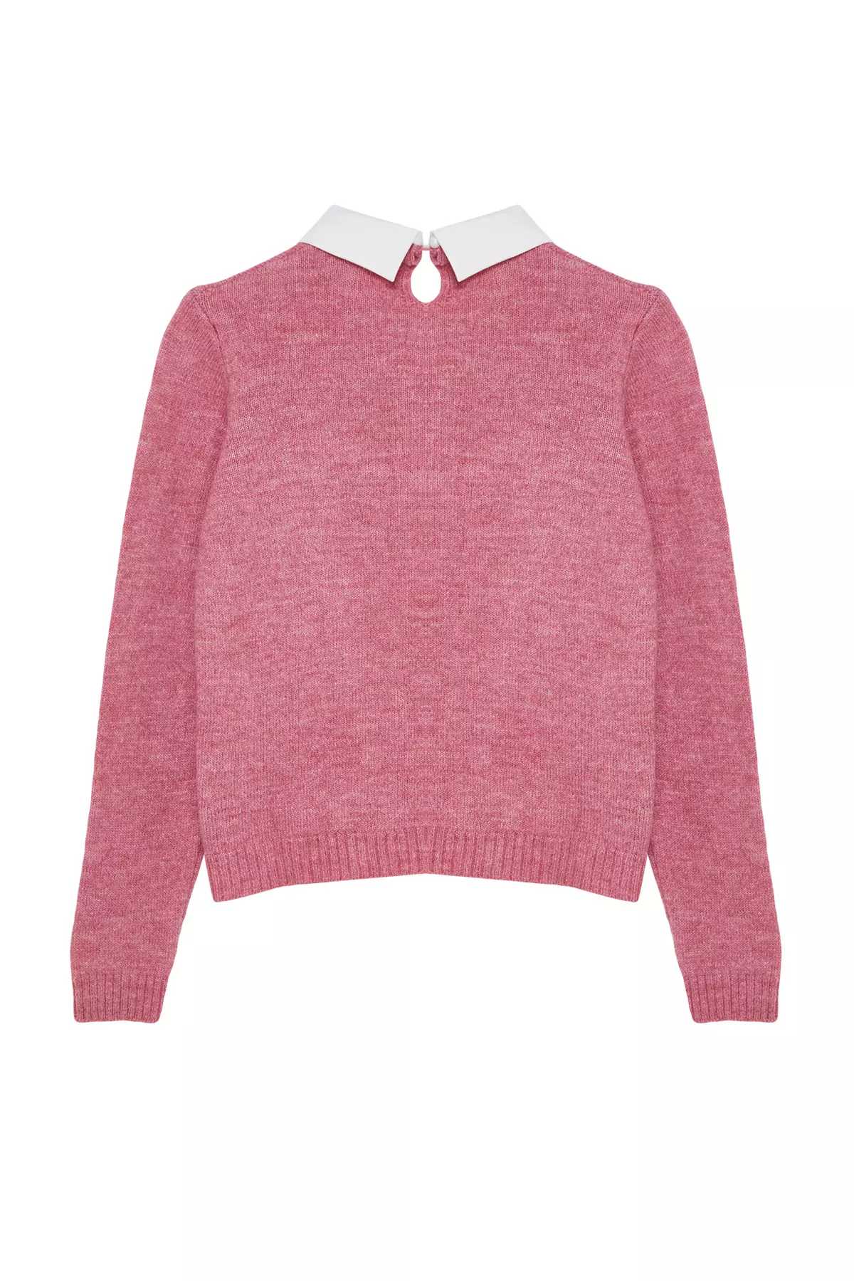 Dusty Rose Soft Texture Shirt Garnished Ribbon/Bow Detailed Stone Knitted Sweater