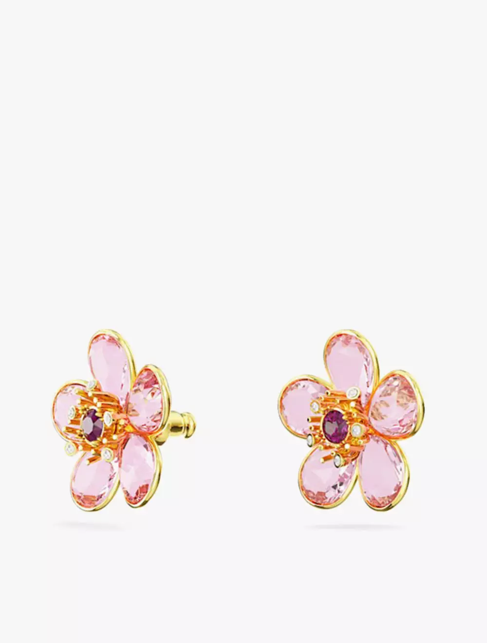 Florere Stud Earrings, Flower, Pink, Gold-Tone Plated - Pink