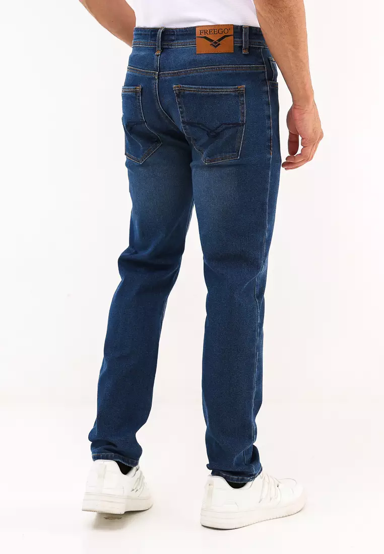 Denim Long Pants Slim Tapered Fit Stretch