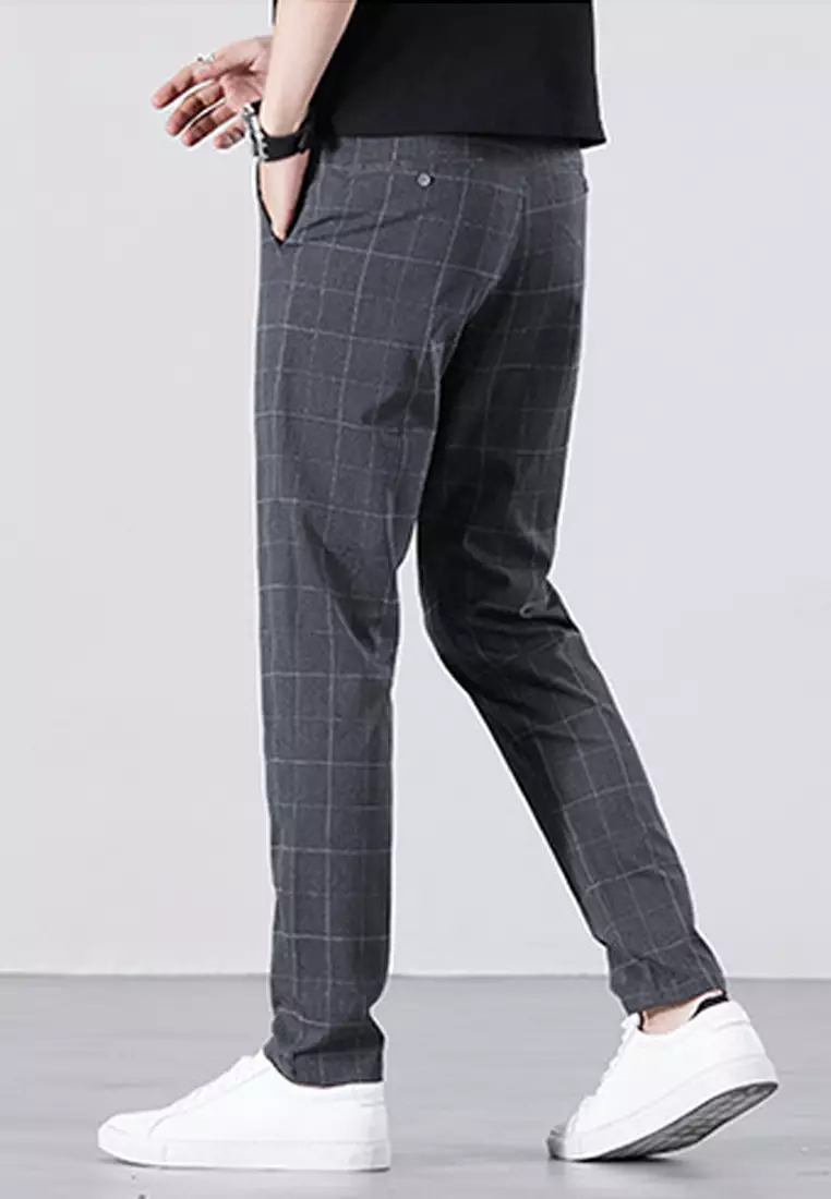 Checked Slim Fit Suit Pants