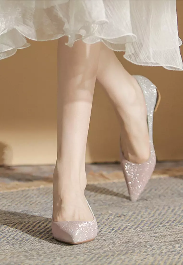 2.5CM Wedding Banquet Sequin Low Heels IF2215