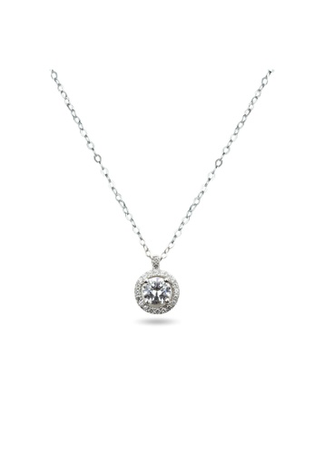 Millenne silver MILLENNE Made For The Night Surround Solitare Cubic Zirconia White Gold Necklace with 925 Sterling Silver D1E67AC669FAB2GS_1