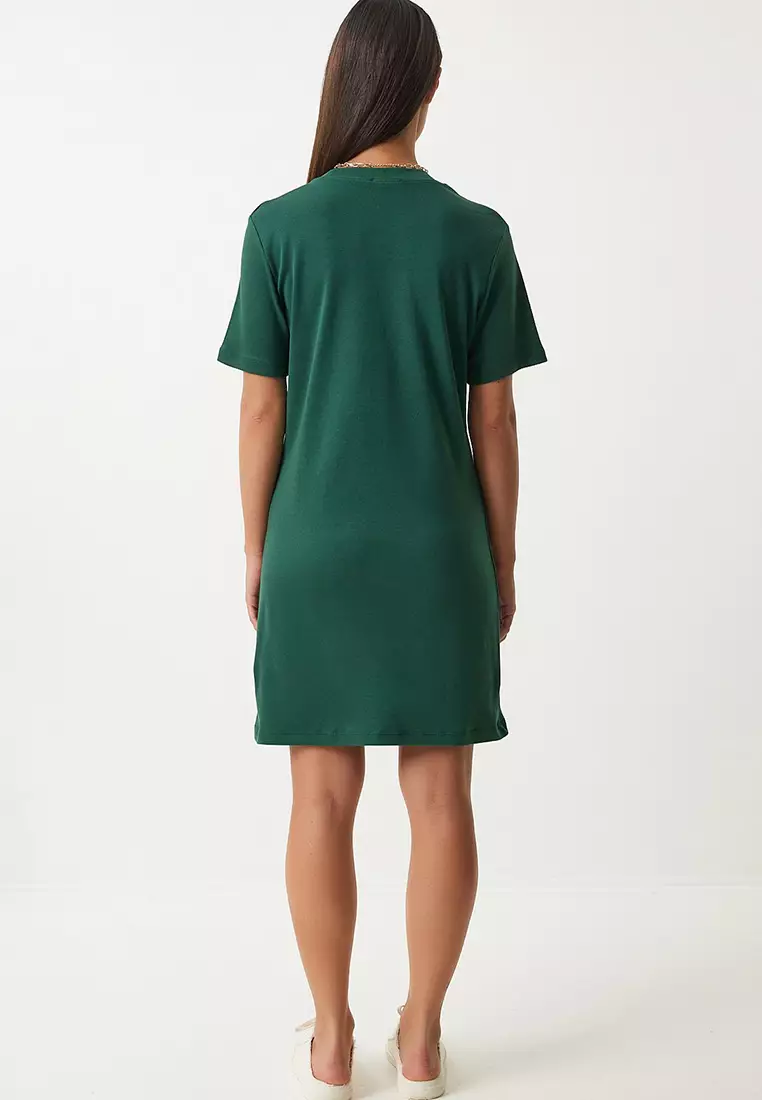 Cotton Crew Neck Mini Dress