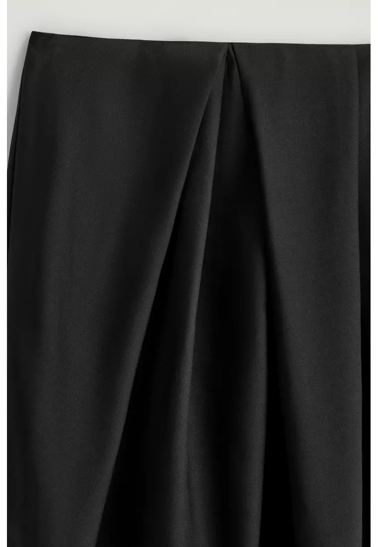 PLEATED WOOL MIDI TULIP SKIRT