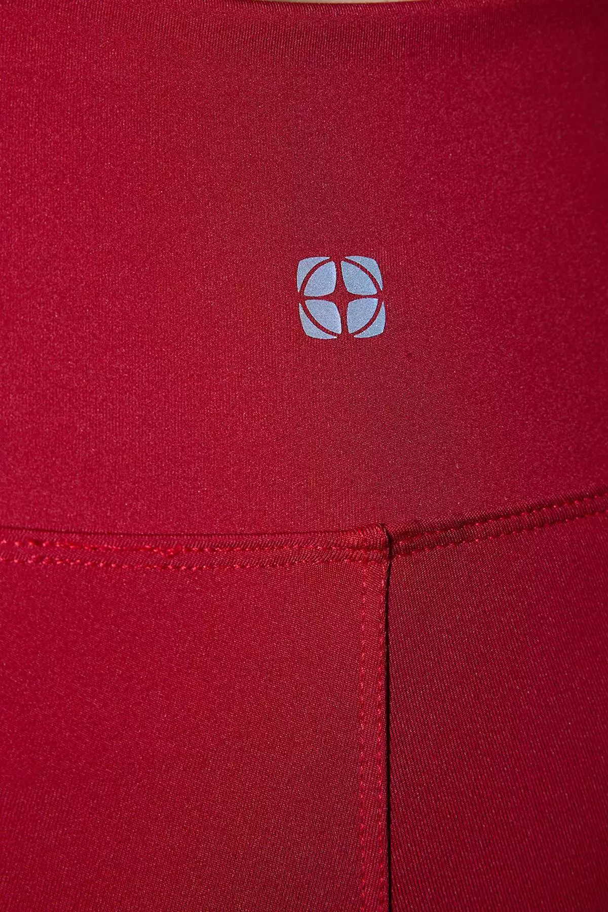 Red Soft Brushed Fabric Reflector Print Detailed Full Length Knitted Sports Leggings Thmaw25Ty2