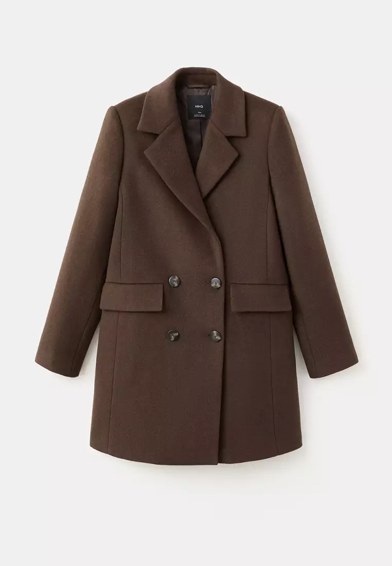 Double-Button Wool Blend Coat