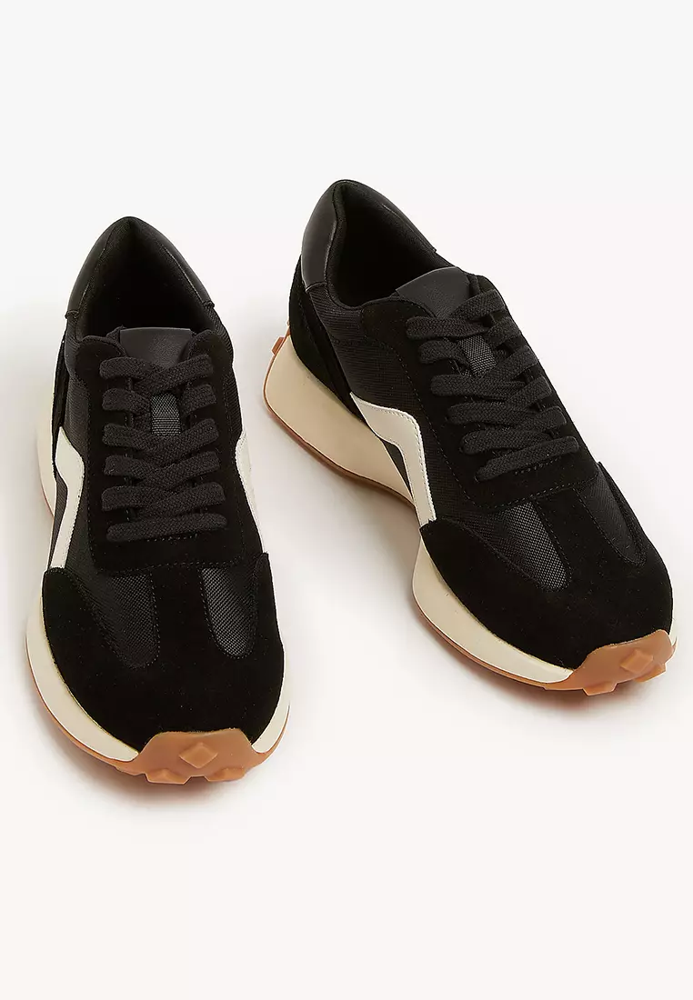 Leather Lace Up Side Detail Trainers