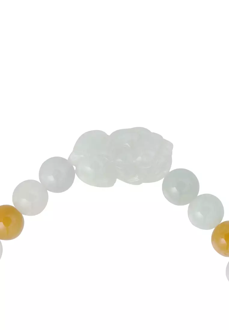 TOMEI 翡翠三彩貔貅 Palace Grace Natural Jade Bead With Pixiu Bracelet | Multi-Tone