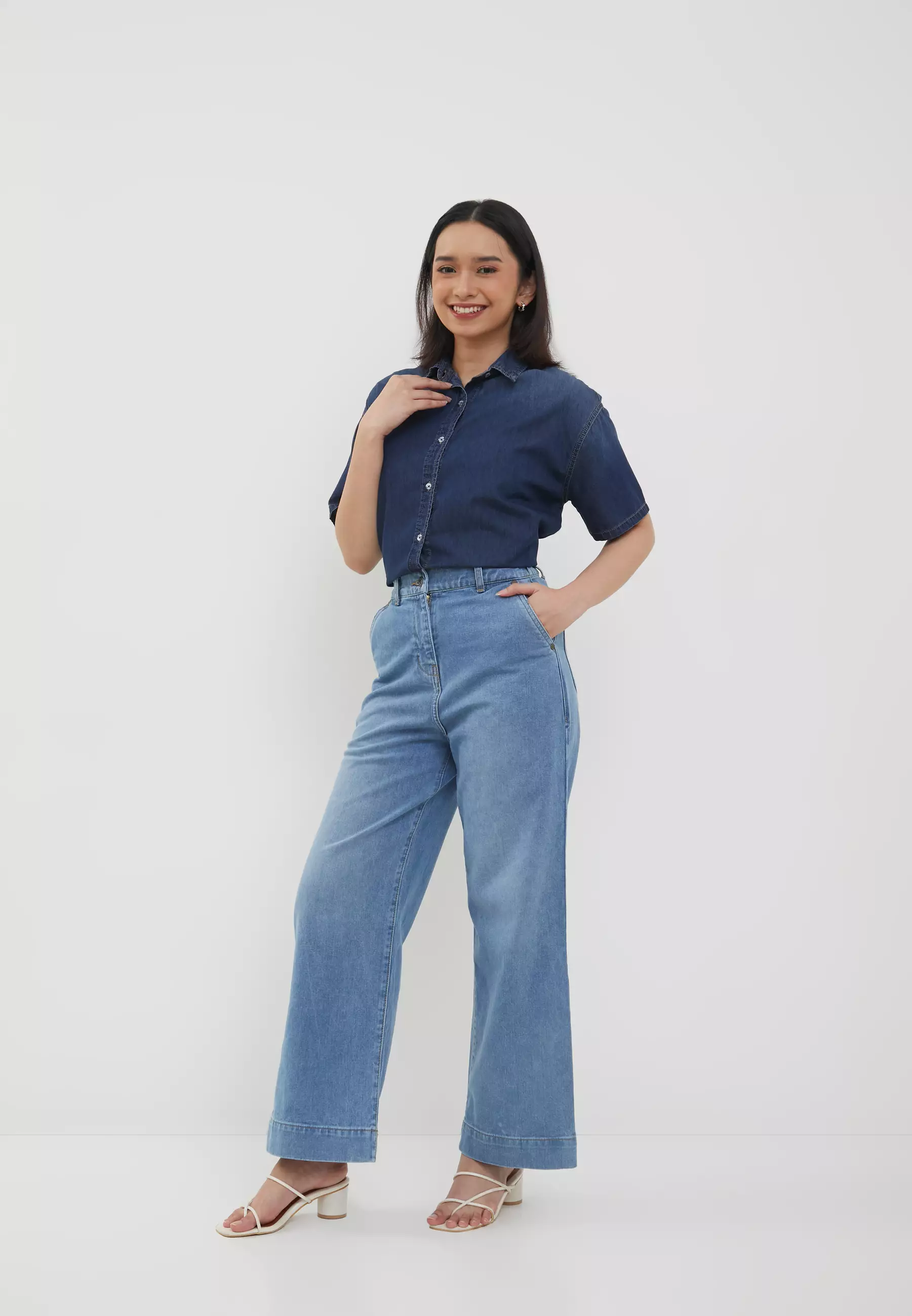 Wide Leg Jeans Light Blue Denim (G.3406)