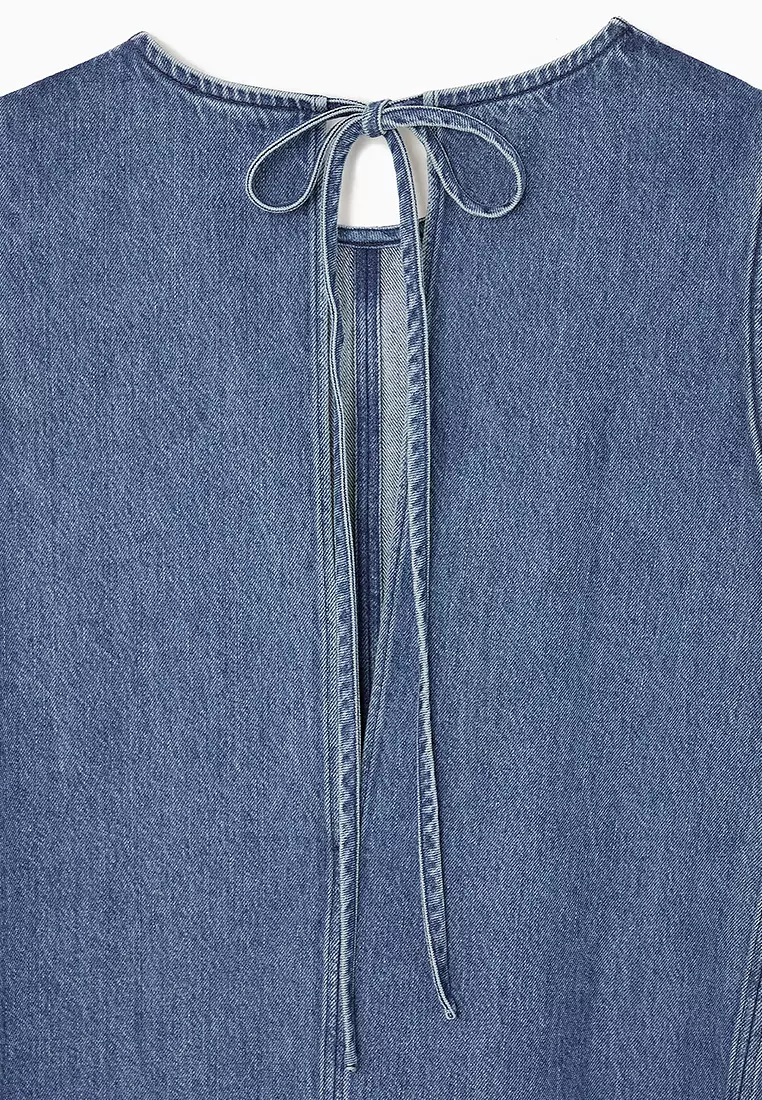 Paneled Denim Shift Dress