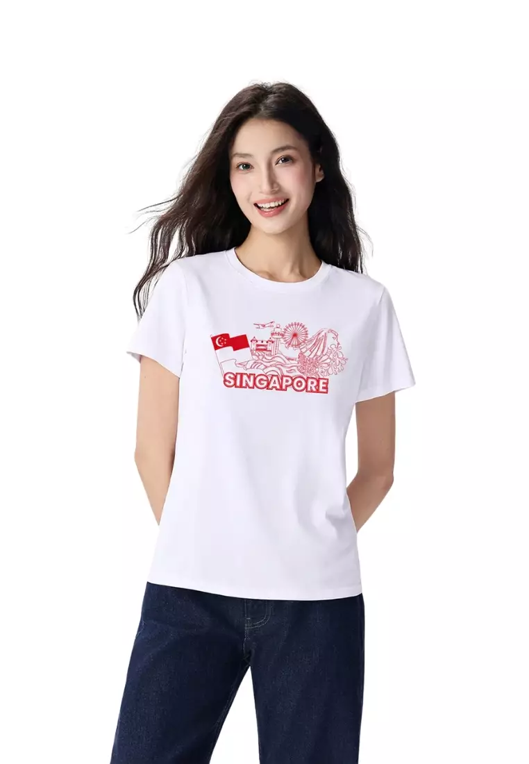 Giordano Women NDP 2026 Collection Regular Fit Crew Neck Graphic T-Shirt (Singapore National Day Parade Collection)