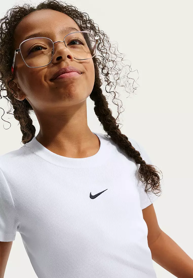 Sportswear Older Kids' (Girls') Slim Cropped Ribbed T-Shirt