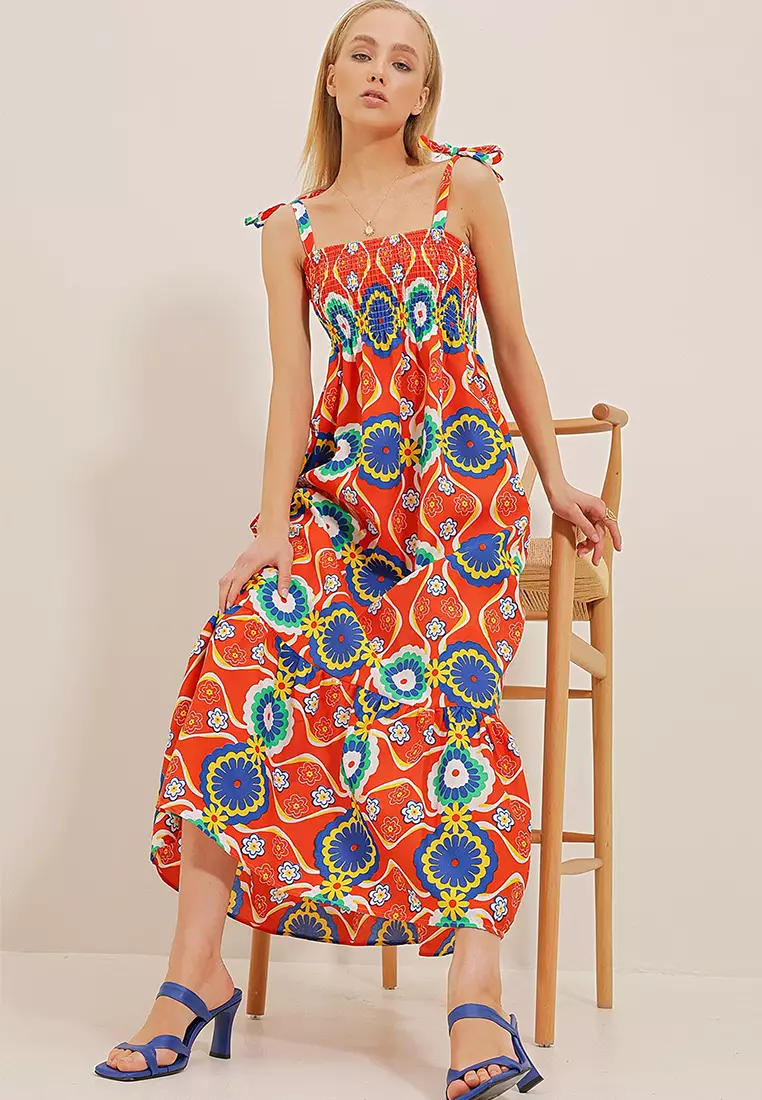 Buy Alacati Patterned Smocked Dress 2024 Online