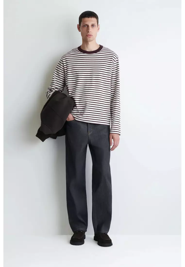 RELAXED JERSEY INTERLOCK LONG-SLEEVED T-SHIRT