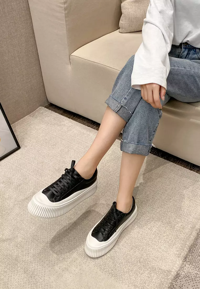 Leather Platform Lace Up Sneakers BS2139/886-1