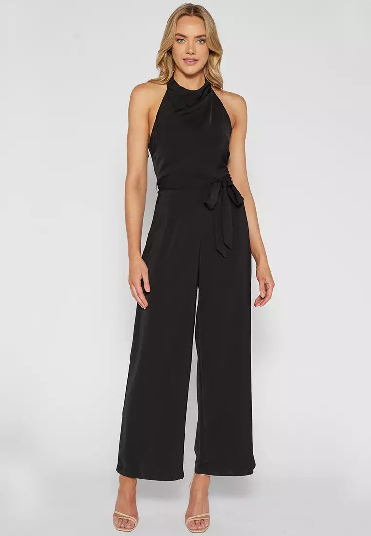 Halter top black jumpsuit on sale