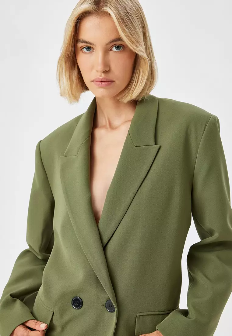 Double Breasted Oversize Blazer Jacket Buttoned