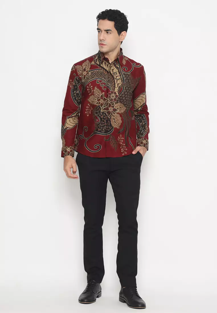 Kemeja Batik Pria Slimfit Prakasa - Maroon