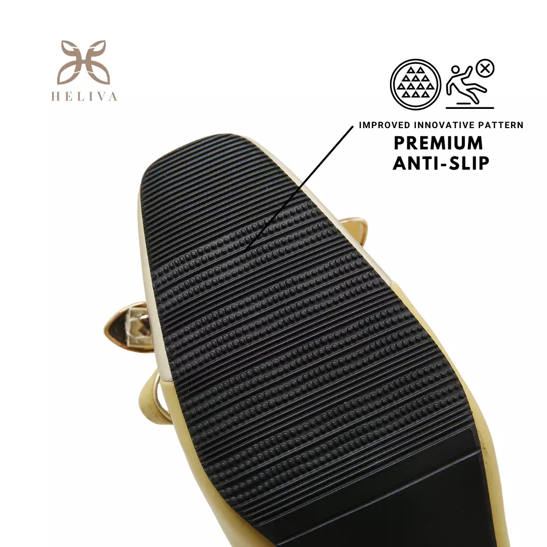 Heliva Sunny Heels Two Tone Glossy Office Lady Looks Square Toe