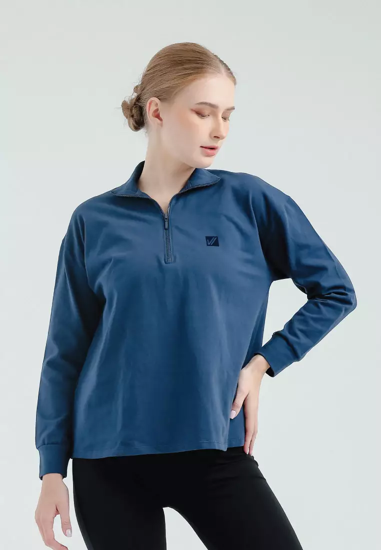 Havel Half-Zip Sweater Olahraga Wanita - Navy