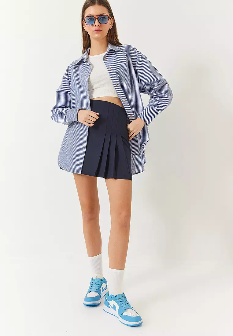 Women's High Waist Pleated Mini Atlas Skirt 7151 60261429