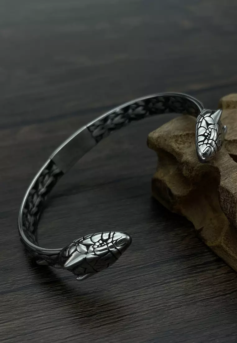 型男質感蛇形開口手鐲