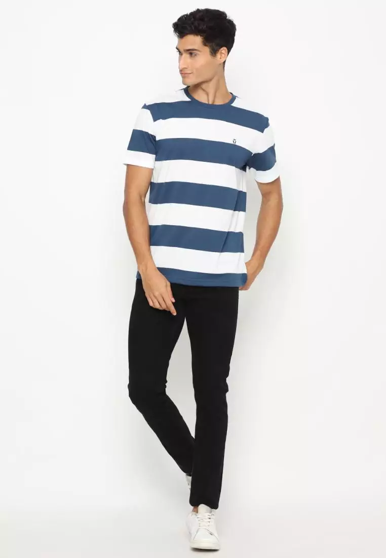 Matsuda T Shirt Pria Kaos Stripe Nanao