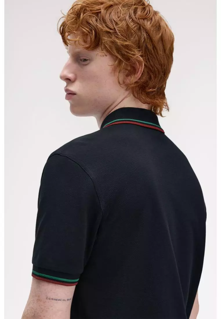 Fred Perry M3600 Twin Tipped Fred Perry Shirt (Navy / Sport Green / Burnt Red)
