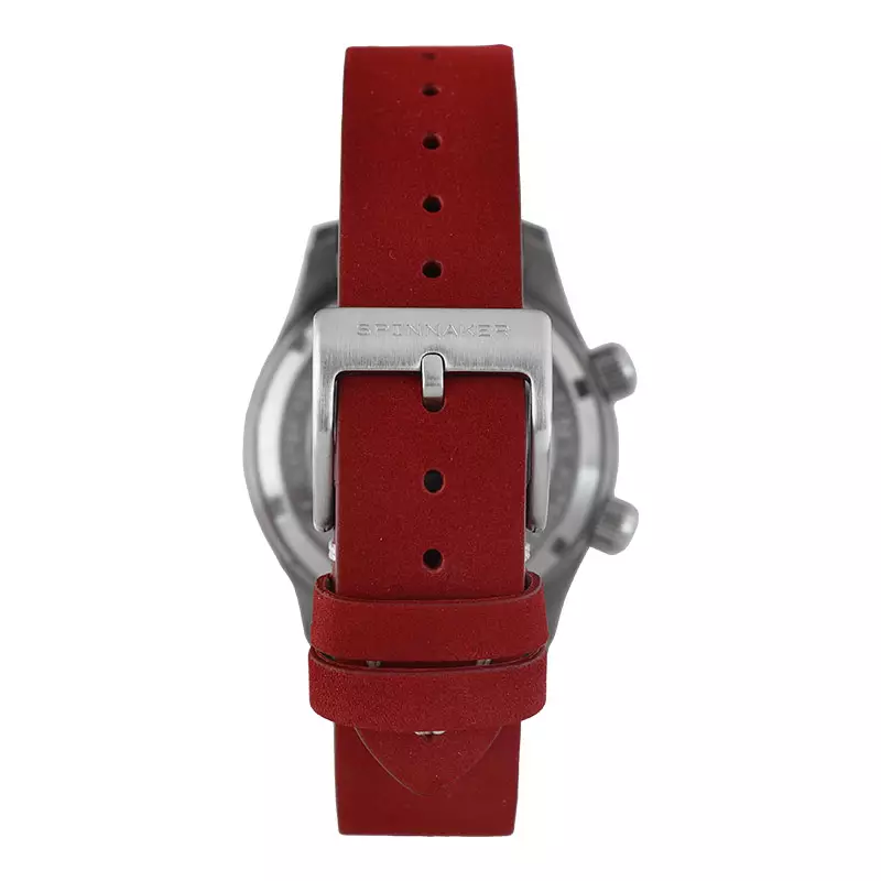 Jam Tangan Pria Spinnaker Bradner SP-5062-01 Automatic Ink Black Dial Red Leather Strap