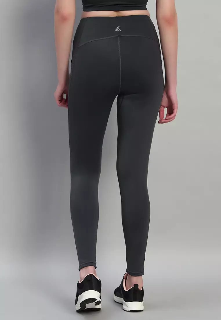 Legging Nilon Lycra Abu-abu Ultra-Stretch Wanita