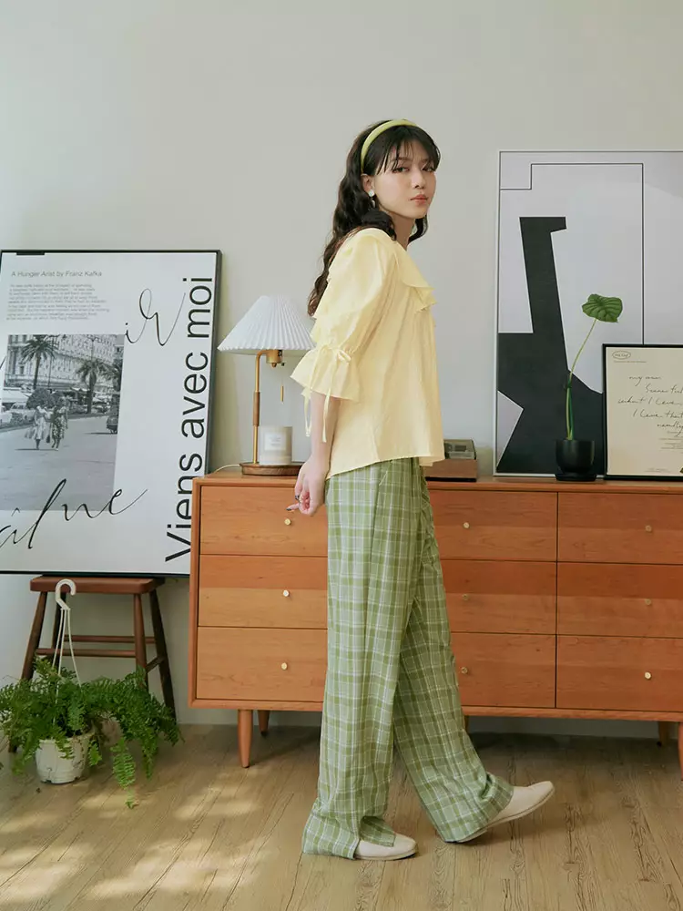 Square Neck Ruffle Sleeve Tie Top [AB18986]