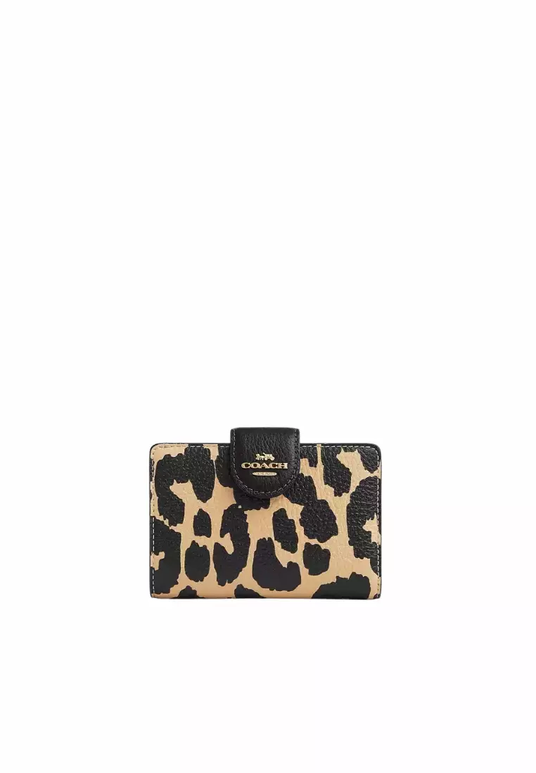 Coach Medium Corner Zip Wallet In Leopard Multi CBT25
