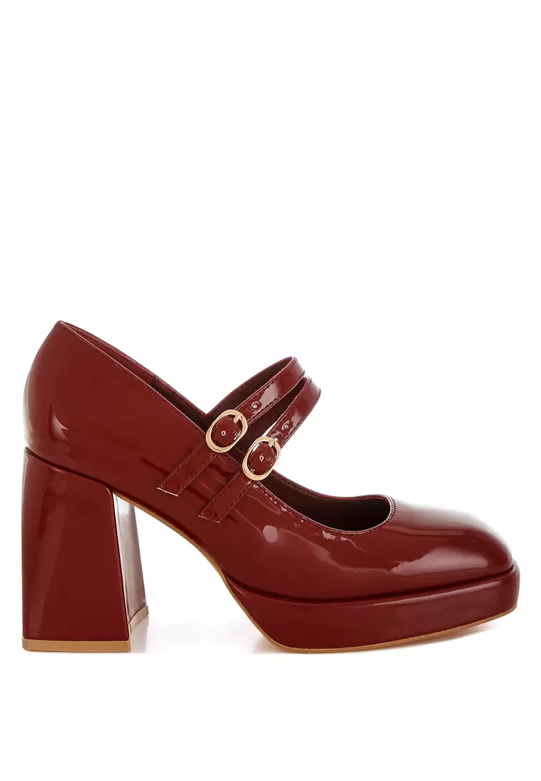 Discount on London Rag  shoes - SKU: Double Strap Mary Jane Sandals in Dark Red
