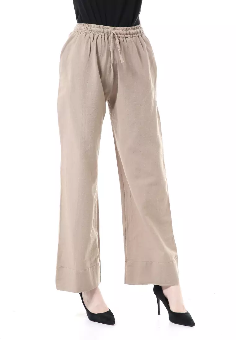 Farah Cullote Pants Design Simple Casual Relaxed Fit - Cream