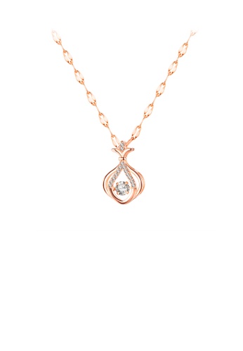 Glamorousky white Fashion and Simple Plated Rose Gold Lucky Bag Pendant with Cubic Zirconia and 316L Stainless Steel Necklace 82C55ACE50CA00GS_1