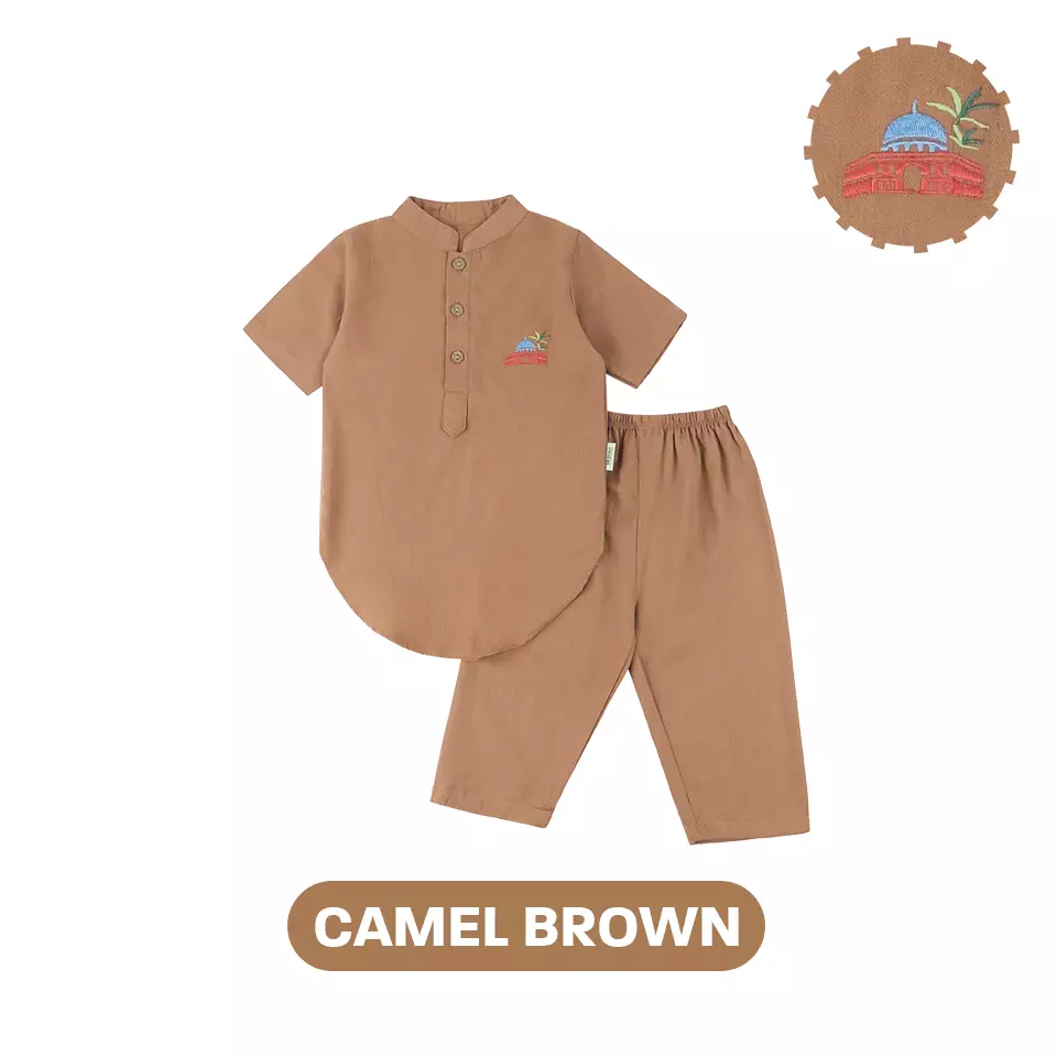 Mooi Adam Koko Set Setelan Koko Anak Raya Collection - Camel Brown