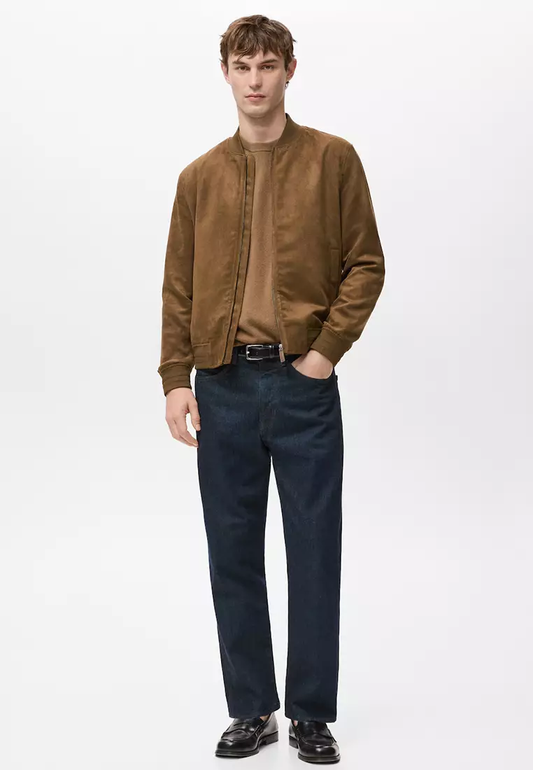Suede-Effect Bomber Jacket
